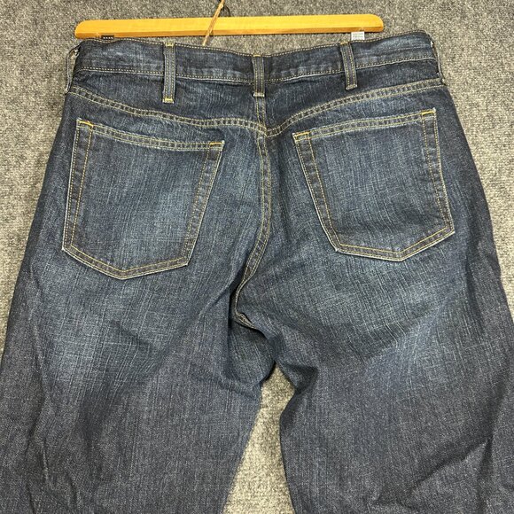 Old Navy Jeans Mens 36 Bootcut Dark Wash Cotton Pockets Zip Fly - Picture 8 of 9